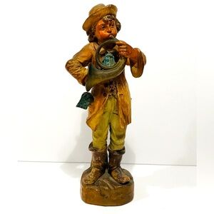 Antique Terracotta Austrian Boy Playing Music 10”
